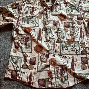 Men’s Sz L Links Edition Vintage Golf Print Men's Shirt grandpa / preppy